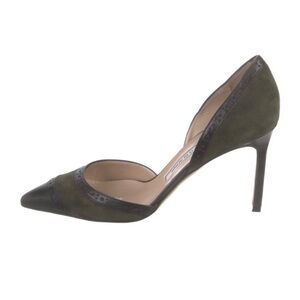 Manolo Blahnik Black and Green Suede Heels